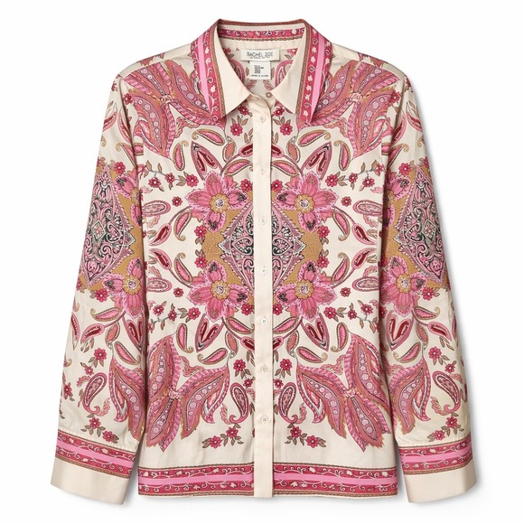 Rachel Zoe Tops - Rachel Zoe Paisley Button Down Blouse Pink Boho Lightweight Medium